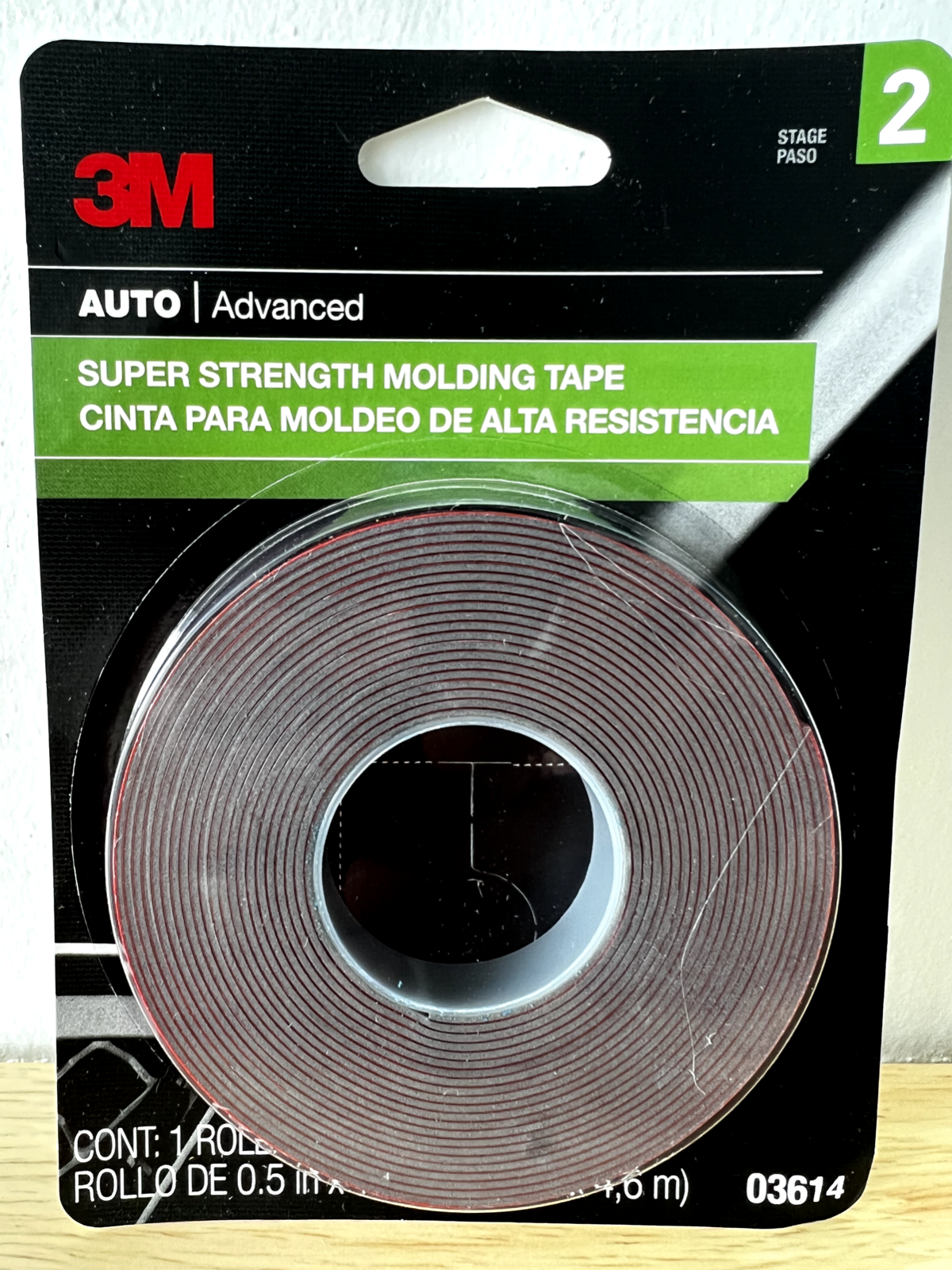 3M 03614 AUTO SUPER STRENGTH SCOTCH MOUNT 1/2" X 15 ft MOLDNG TAPE