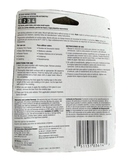 3M 03614 AUTO SUPER STRENGTH SCOTCH MOUNT 1/2" X 15 ft MOLDNG TAPE