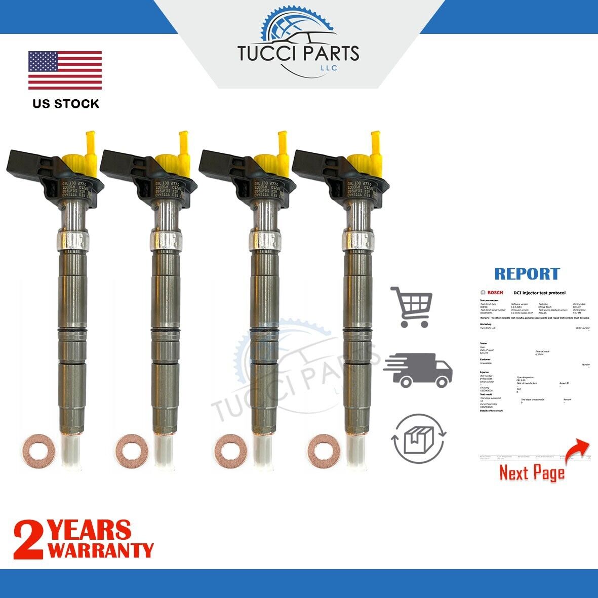 4x Bosch Fuel Injector for VW T5 Amarok 2,0 TDI Multivan 0445116034 03L130277C